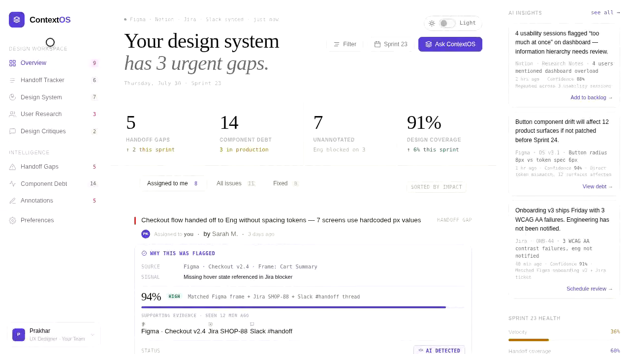 ContextOS design intelligence interface