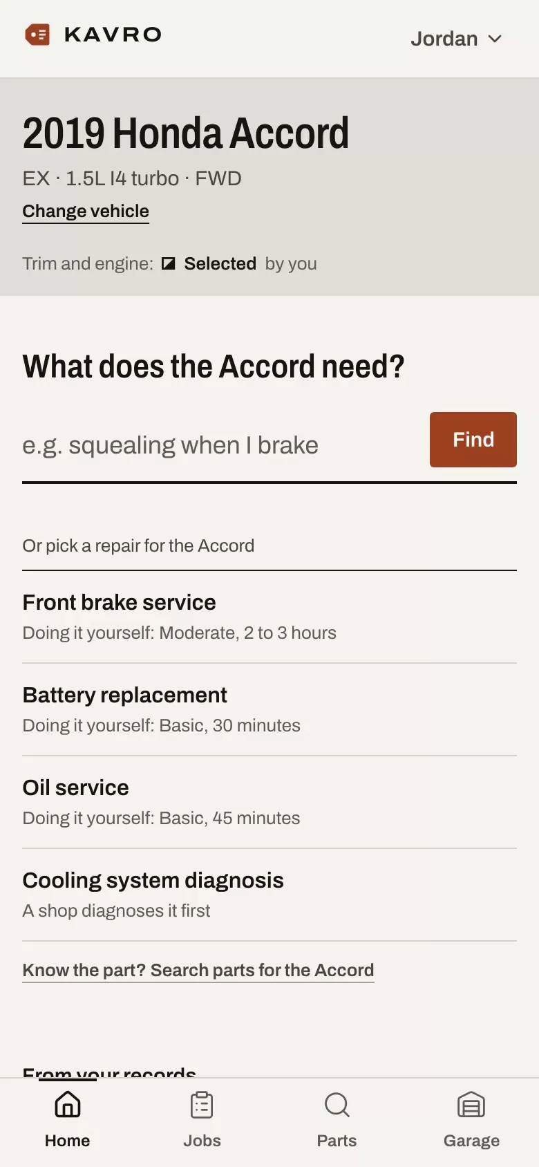KAVRO mobile marketplace search and discovery flow